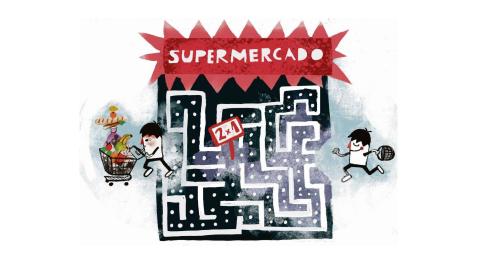 Ilustración de un supermercado con forma de laberinto Ilustración de un supermercado con forma de laberinto