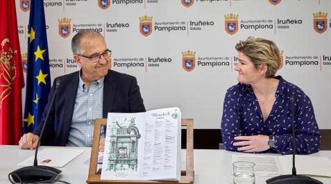 Enrique Maya y María García Barberena, en la presentación del programa de San Fermín de 2022. Enrique Maya y María García Barberena, en la presentación del programa de San Fermín de 2022.