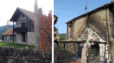 Estado del chalé antes y después del suceso Estado del chalé antes y después del suceso