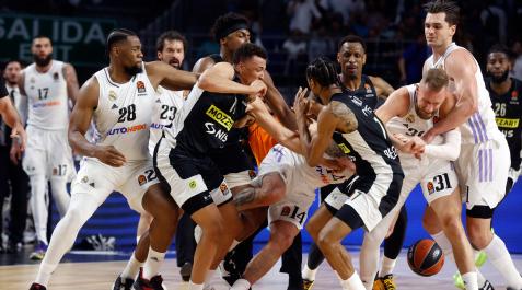 Pelea entre jugadores del Real Madrid y Partizan