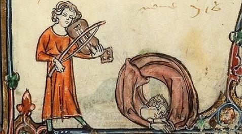 Juglaresa. Ms. Amiens 78D40 (1323), fol. 108r. Misal iluminado por Petrus de Raimbeaucourt Juglaresa. Ms. Amiens 78D40 (1323), fol. 108r. Misal iluminado por Petrus de Raimbeaucourt