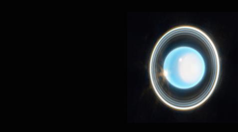 Telescopio Imagen ampliada del planeta Urano registrada por la cámara de infrarrojo cercano (NIRCam) a bordo del telescopio espacial James Webb.