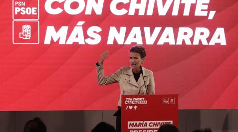 La candidata a la presidencia del Gobierno de Navarra María Chivite en el inicio de la campaña electoral que comienza este viernes y que finalizará con las elecciones el próximo 28 de mayo La candidata a la presidencia del Gobierno de Navarra María Chivite en el inicio de la campaña electoral que comienza este viernes y que finalizará con las elecciones el próximo 28 de mayo