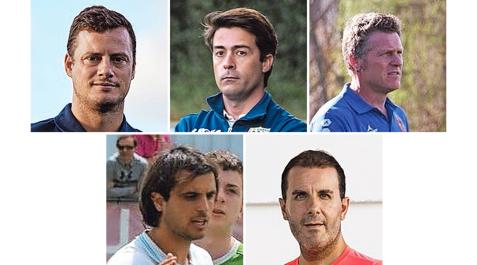 De izda. a dcha., en la fila superior, Oriol Riera, Rodrigo Hernando y Txiki Akaz. En la fila inferior, Julen Foncillas y Xabi Mata.