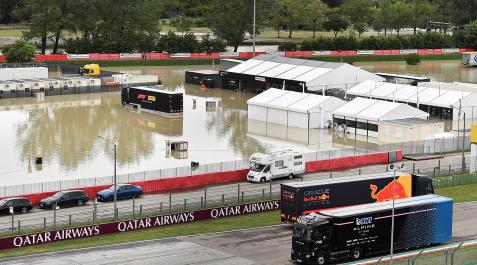 Imola Vista general del paddock del circuito Emilia Romagna inundado por las lluvias