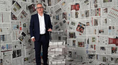Carlos Pérez-Nievas, en las instalaciones de Diario de Navarra Carlos Pérez-Nievas