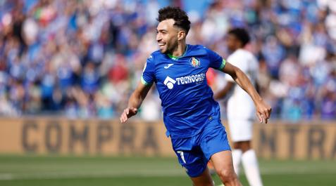 Munir El Haddadi, del Getafe, celebra un gol