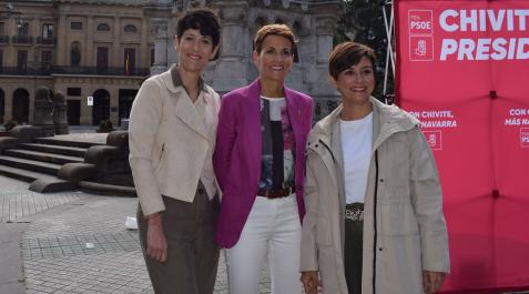 Elma Saiz, María Chivite y la ministra Isabel Rodríguez Elma Saiz, María Chivite y la ministra de Política Territorial, Isabel Rodríguez, este domingo en un acto electoral en Pamplona
