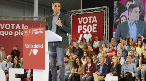 Pedro Sánchez, en Valladolid El presidente Sánchez, este domingo, durante un acto electoral en Valladolid