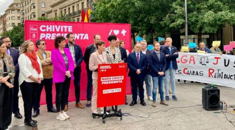 chivite-psn La candidata del PSN a la presidencia del Gobierno de Navarra, María Chivite, en un acto de campaña este martes en Pamplona