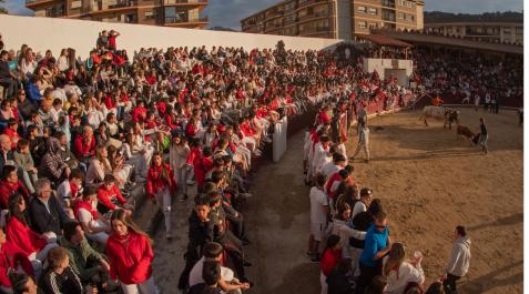 La plaza de toros de Estella, con las gradas llenas de jóvenes en las vaquillas del sábado por la tarde La plaza de toros de Estella, con las gradas llenas de jóvenes en las vaquillas del sábado por la tarde
