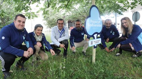biodiversidad VW Parte del equipo de Think Blue. Factory. de Volkswagen Navarra. De izquierda a derecha, Jorge Espuelas, apoyo técnico de campo de Medio Ambiente; Ana Isabel Moreno, delegada de Medio Ambiente; Michael Hobusch, presidente de Volkswagen Navarra; Manuel Argüelles, jefe de Mantenimiento e Instalaciones; Antonio Mendía, jefe de Mantenimiento de Pintura, taller frente al que se encuentra la zona protegida; y Ana Sánchez, técnica de Comunicación, gestora de la información sobre el proyecto en la página de internet de Volkswagen Navarra