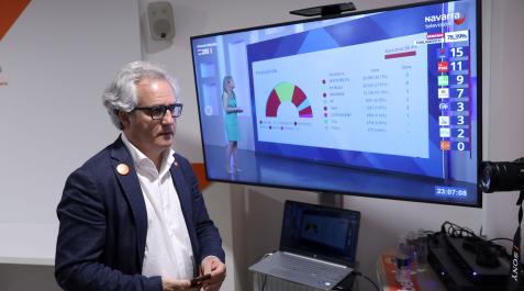 Pérez Nievas, en la sede de Ciudadanos y con los resultados electorales de fondo, este domingo Pérez Nievas, en la sede de Ciudadanos y con los resultados electorales de fondo, este domingo