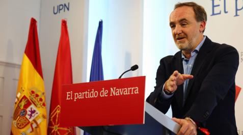 esparza-upn El presidente de UPN, Javier Esparza, en rueda de prensa este lunes por la tarde