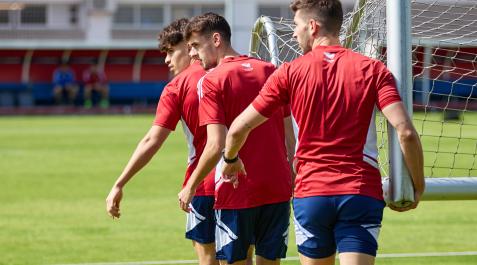 Ez Abde, Aimar Oroz y David García, en la sesión de este lunes Ez Abde, Aimar Oroz y David García, en la sesión de este lunes