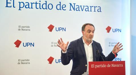 esparza-upn El presidente de UPN, Javier Esparza, durante la rueda de prensa de este martes