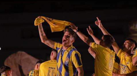 Cardona Marc Cardona, en la celebración del ascenso en Las Palmas