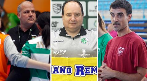 MontajeBalonmano De izda. a dcha., Chema Vives (Elda), Iñaki Aniz (Rocasa Gran Canaria) y Miguel Etxeberria (Guirpea Beti Onak)