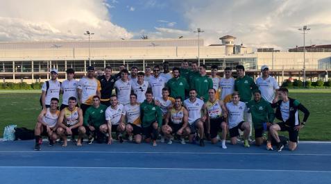 pam El equipo masculino del Grupompleo, tras ganar la segunda jornada, disputada en Larrabide