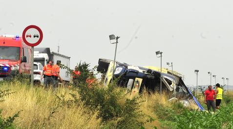 Foto del accidente mortal de un camionero de Falces en la N-121 entre Pitillas y Murillo el Fruto