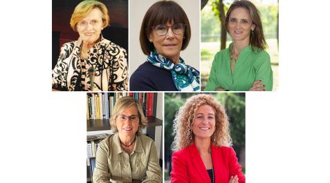 Enfermeras En la fila superior, de izda. a dcha., Carmen Asiain, Mercedes Ferro e Hildegart González. Debajo, de izda. a dcha., Blanca Marín Fernández y Cristina García-Vivar.