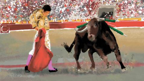 Ilustración de una corrida de toros.