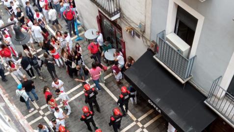 Agentes de Policía Foral, el 6 de julio en Pamplona.