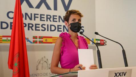 La presidenta de Navarra, la socialista María Chivite, comparece al término de la reunión de trabajo de la XXIV Conferencia de PresidentesLa presidenta de Navarra, la socialista María Chivite, comparece al término de la reunión de trabajo de la XXIV Conferencia de Presidentes