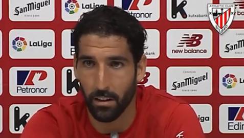Raúl García, este miércoles en la rueda de prensa en Lezama