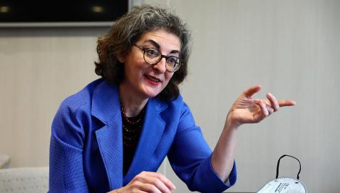 Maite Pagazaurtundúa, durante un momento de la entrevista ayer en Pamplona