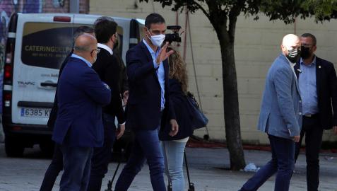Pedro Sánchez, a su llegada al acto celebrado en Ponferrada