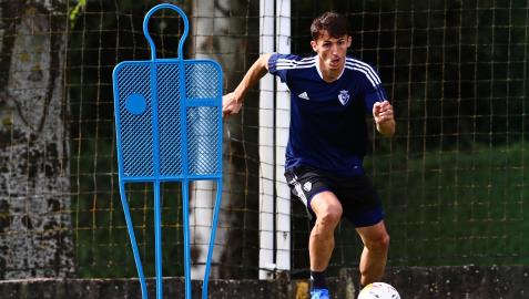 Ante Budimir, en un entrenamiento en solitario anterior en las instalaciones de Tajonar