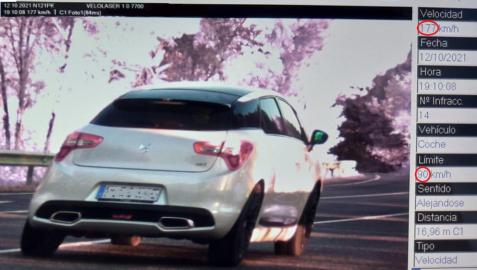 Exceso de velocidad El vehículo, cazado por el radar de Policía Foral