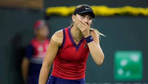 Badosa Paula Badosa reacciona tras un tanto en el choque contra la alemana Angelique Kerber