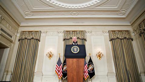 JBiden El presidente de EE UU, Joe Biden, se dirige a los medios en una comparecencia anterior
