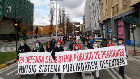 Manifestación en Pamplona en contra del proyecto de ley de reforma de las pensiones