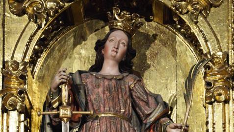 Imagen de la santa en su retablo de la catedral de Pamplona, 1686 Imagen de la santa en su retablo de la catedral de Pamplona, 1686