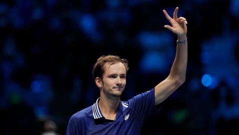 El ruso Daniil Medvdev celebra su victoria en Turín El ruso Daniil Medvdev celebra su victoria en Turín