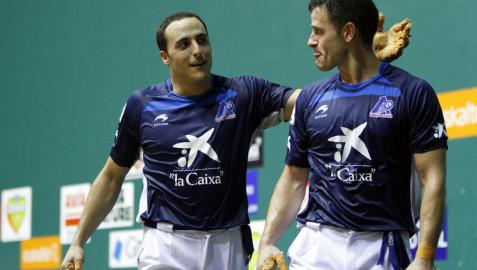 Los pelotaris Juan Martínez de Irujo y Abel Barriola