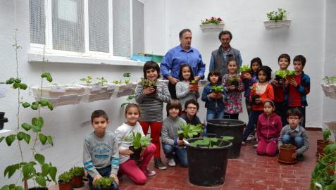 Lodosa cultiva un huerto con manos infantiles