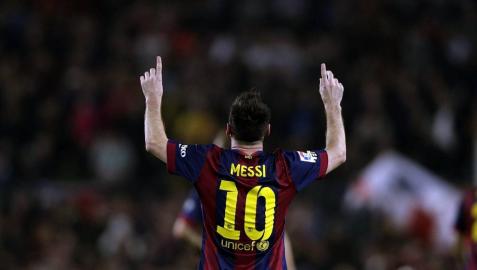 Messi celebra un gol contra el Sevilla