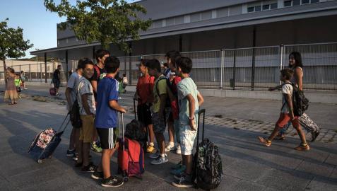 Imágenes del primer día de clases en el CP Doña Mayor de Navarra (Chantrea).