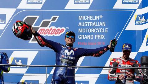 Viñales aprovecha la ausencia de Márquez y gana en Australia