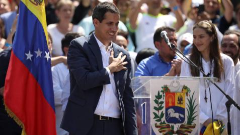 Juan Guaidó, durante la manifestación en Caracas contra Maduro.