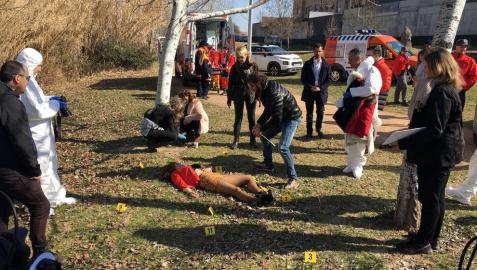 Imagen de una de las escenas rodadas en el parque del Queiles de Tudela.