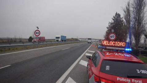 Un 12% de vehículos supera la velocidad en un control señalizado en Ribaforada