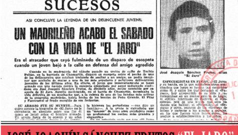 Recorte de un periódico que se hace eco de la muerte de El Jaro.