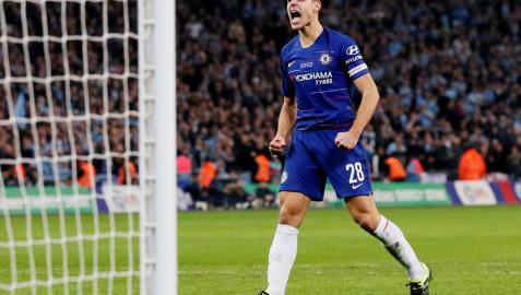 Celebración de Azpilicueta tras marcar el penalti ante el Manchester City