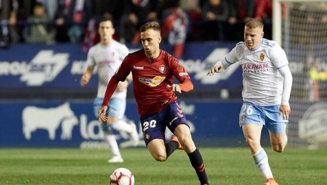Rober Ibáñez, en el partido frente al Zaragoza.