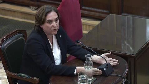 Captura de la señal institucional del Tribunal Supremo de la alcaldesa de Barcelona, Ada Colau, durante su declaración como testigo en el juicio del procés en el Tribunal Supremo.